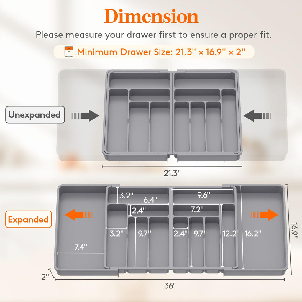 Lifewit Extra Large Cutlery Drawer Organiser | Expandable Utensil Tray