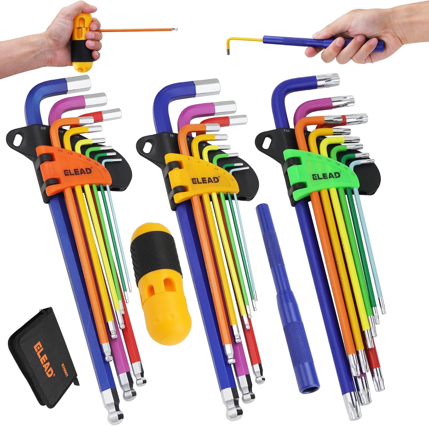 29-Piece Rainbow Hex Key Set | Metric SAE Torx Allen Spanners