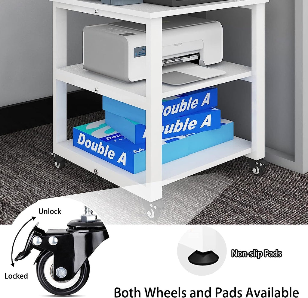 PUNCIA 3-Tier Rolling Printer Stand | Heavy Duty Under Desk Storage Cart