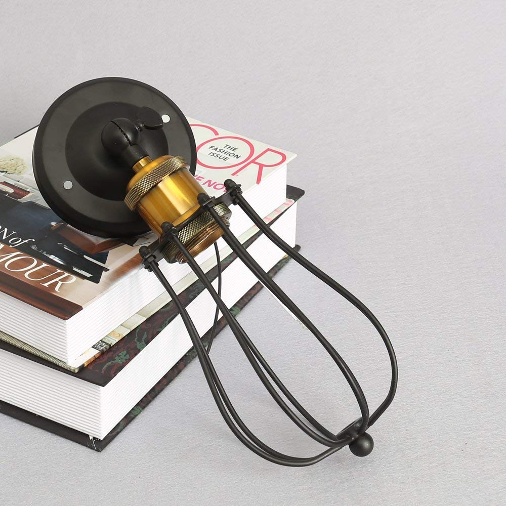 Chrasy Industrial Wall Sconce – Adjustable Metal Wire Cage Lamp, 2 Pack