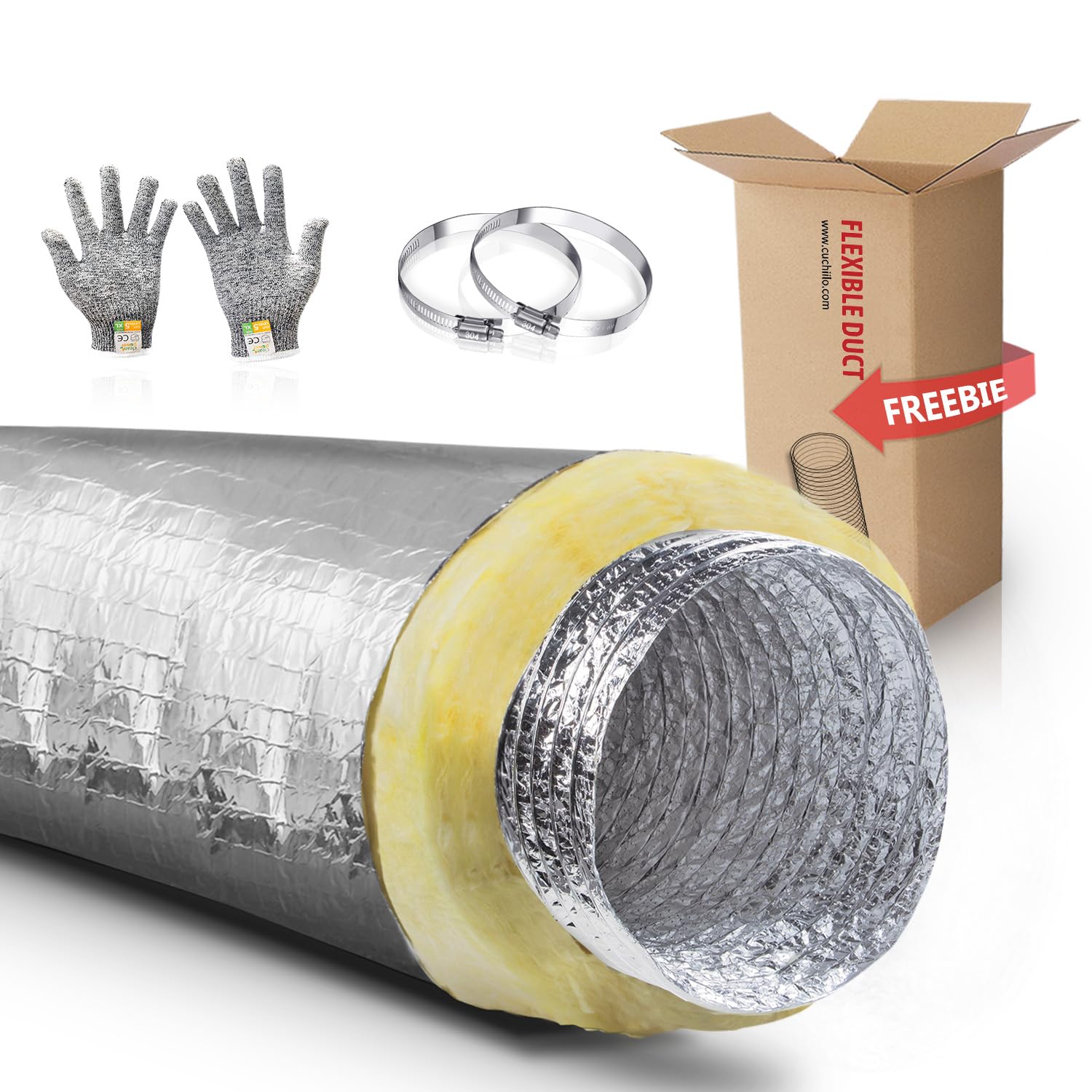 Cuchiilo R4.2 Insulated Flexible HVAC Duct | 100mm x 7.62m Fibreglass