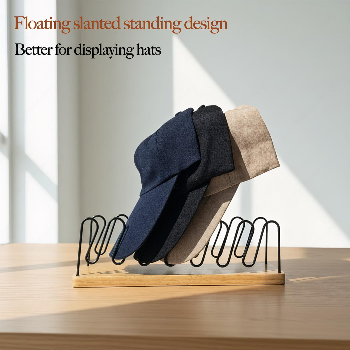 YiuMieYouMie Hat Rack, Display Stand, 7-Cap Storage Organiser for Baseball Caps, Snapbacks, Fits on Tabletop, in Closet, Dressing Room 1
