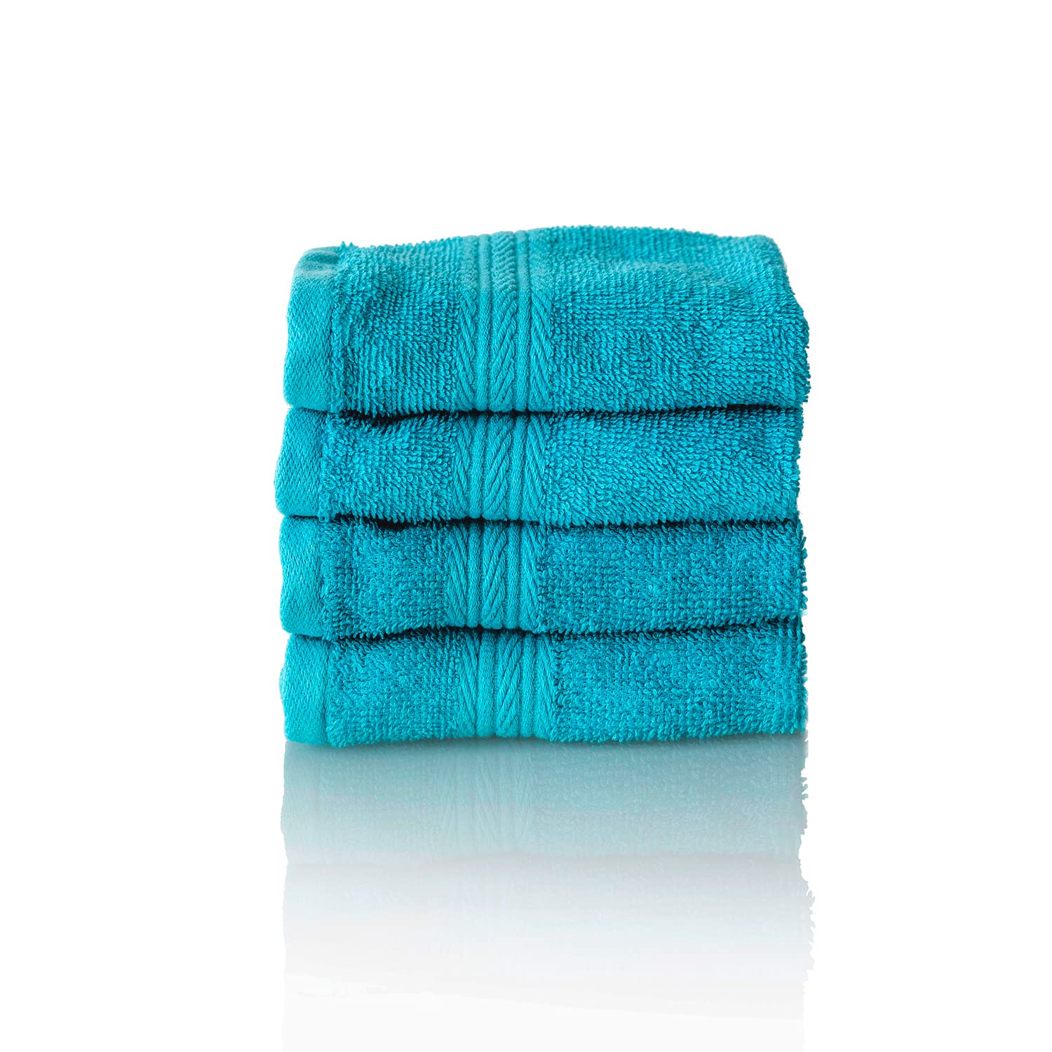 Glart Premium Guest Towels - 4-Pack 100% Cotton Terry, Turquoise, 30x50cm