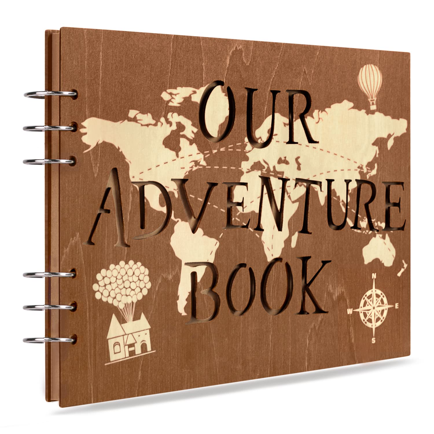 Creawoo Wooden Our Adventure Book - DIY Travel Scrapbook & Photo Album