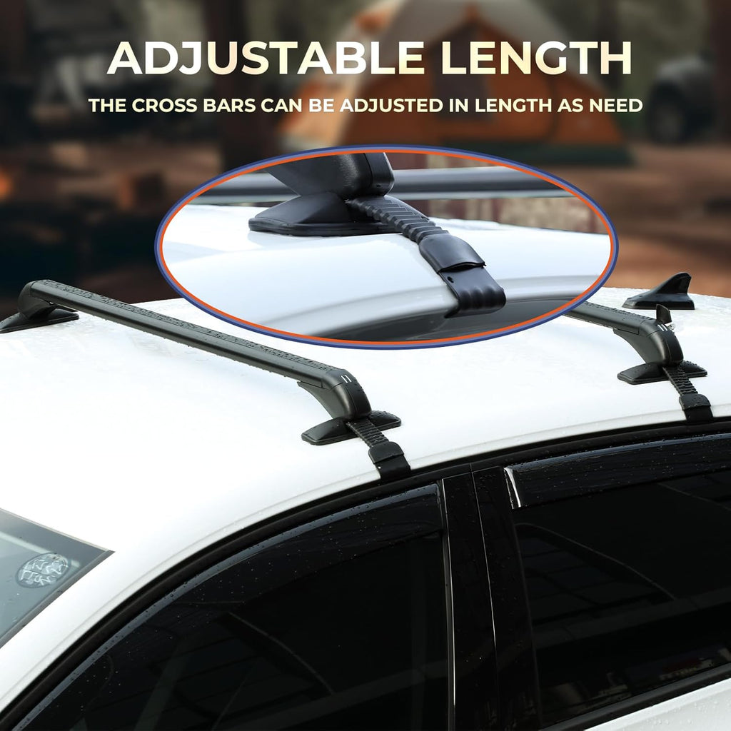 GEARZAAR 105cm Universal Car Roof Bars | Lockable Black Aluminum Racks