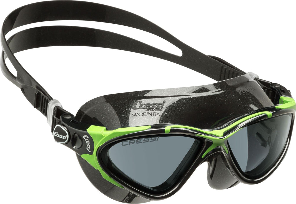 Cressi Planet Swim Goggles – Anti-Fog UV Protection Mask, Black/Lime