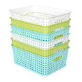 Xyskin 6-Pack Plastic Small Storage Basket Set, Colorful
