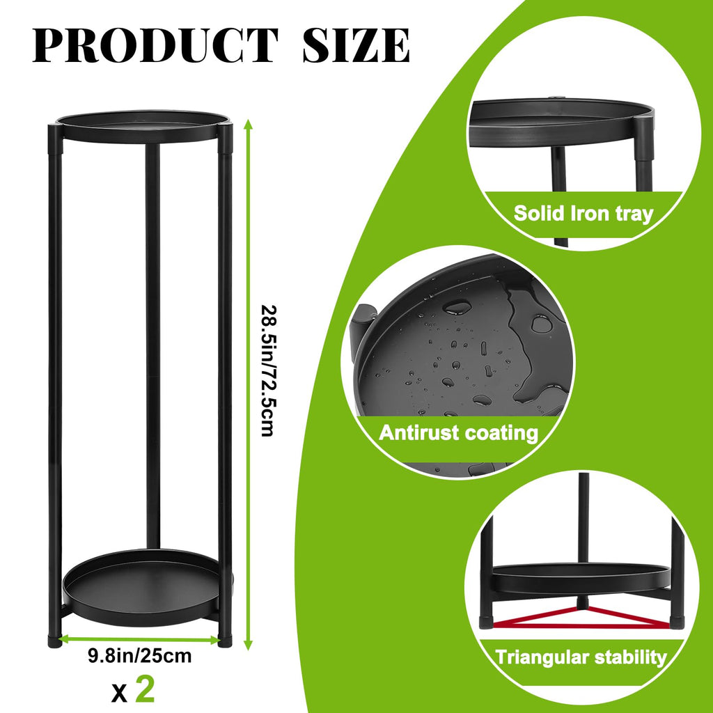 KHayRovies 2-Tier Tall Metal Plant Stand | 2-Pack Black Corner Flower Rack