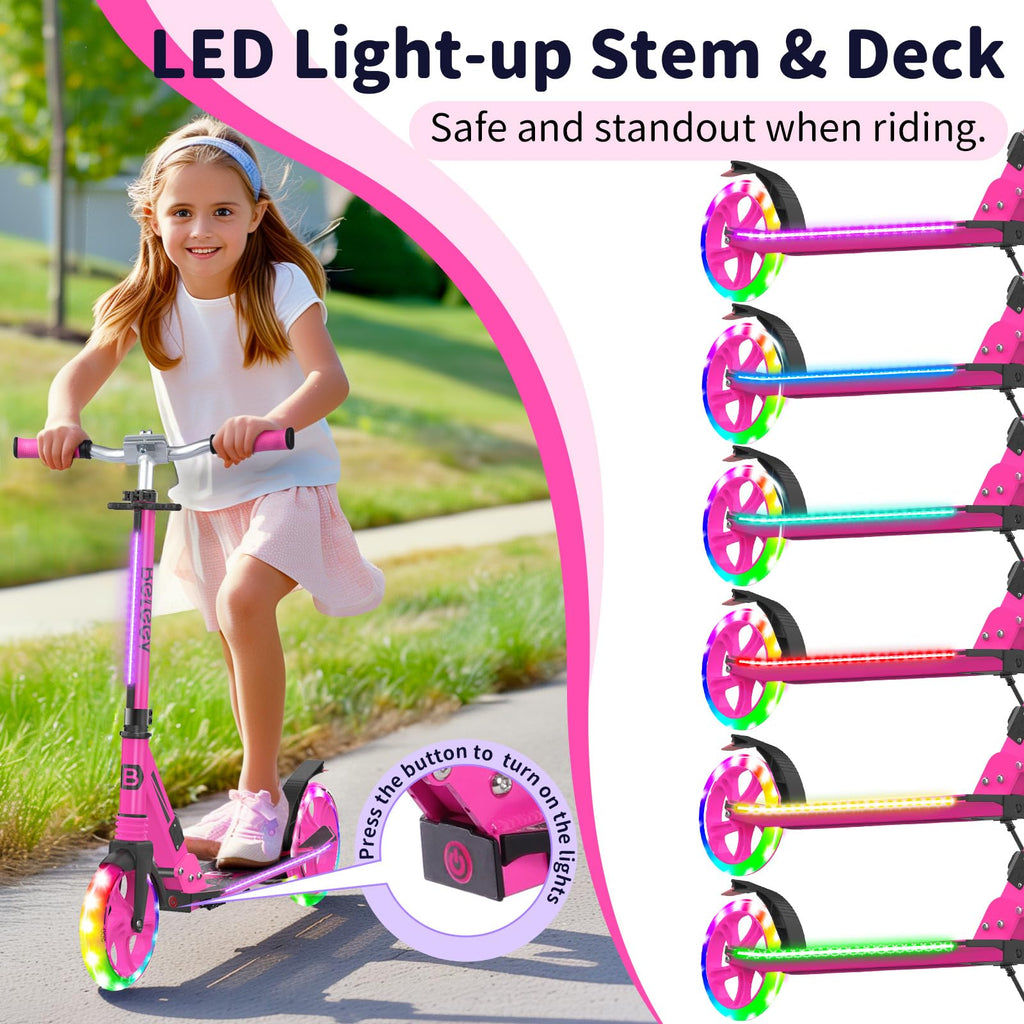 BELEEV V8 Light-Up Folding Scooter – Adjustable 2-Wheel Commuter for Kids