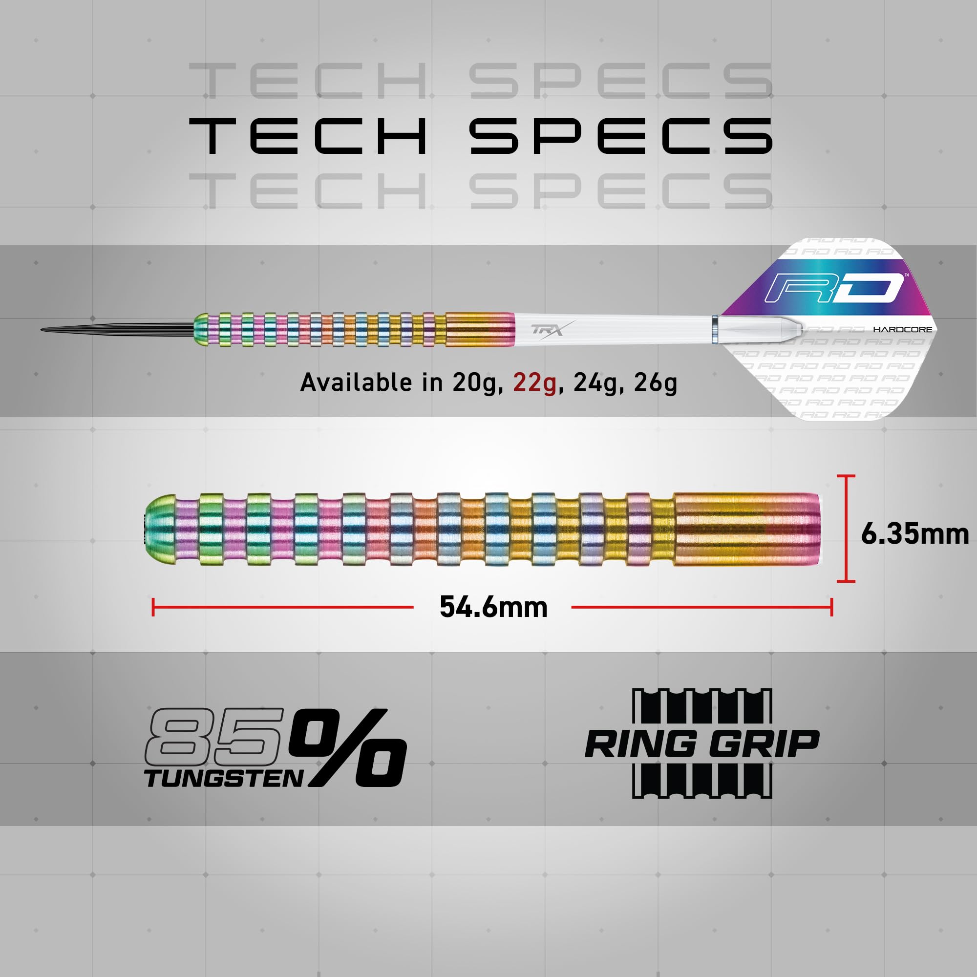 Red Dragon Javelin Spectron 22g Tungsten Steeltip Darts Set | 85% Tungsten