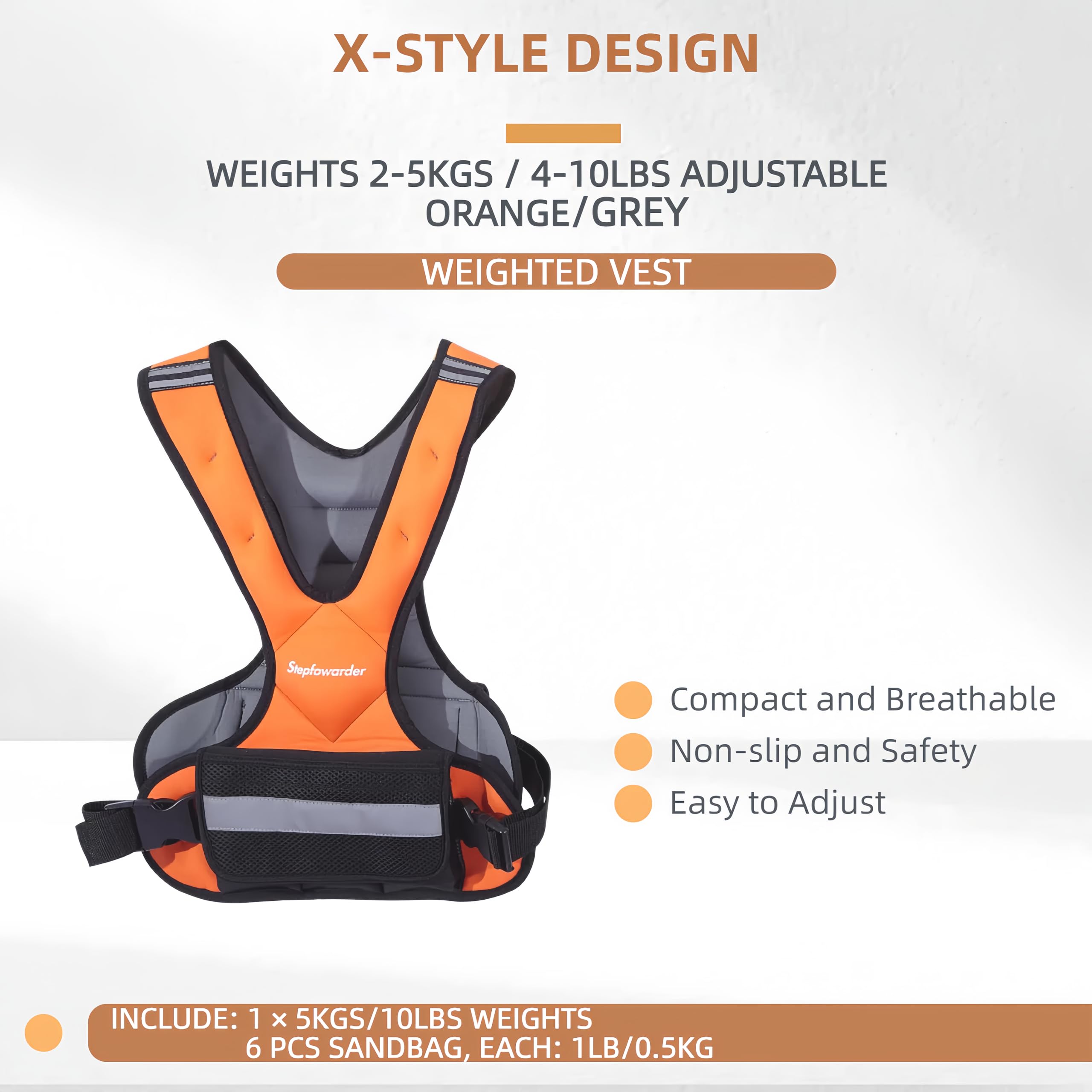 Stepfowarder Weighted Vest - 2-5kg Adjustable Neoprene Strength Vest