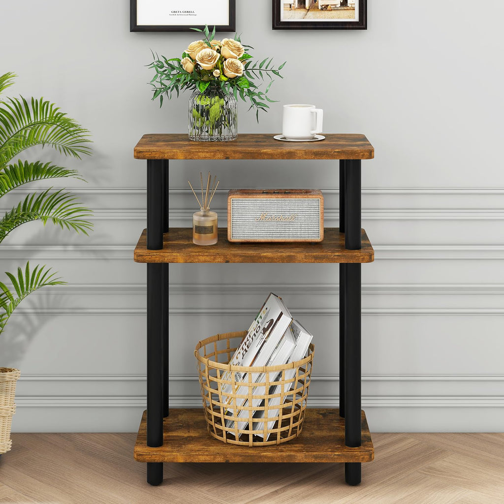 IBUYKE Narrow Side Table – 3-Tier Slim End Table with Storage Shelf