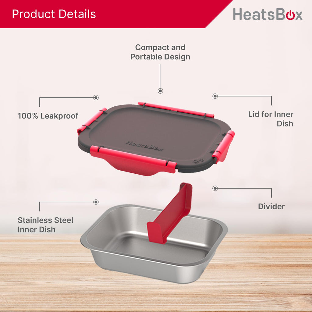 Faitron HeatsBox Inner Dish Set: 2 Leak-Proof Stainless Steel Bowls