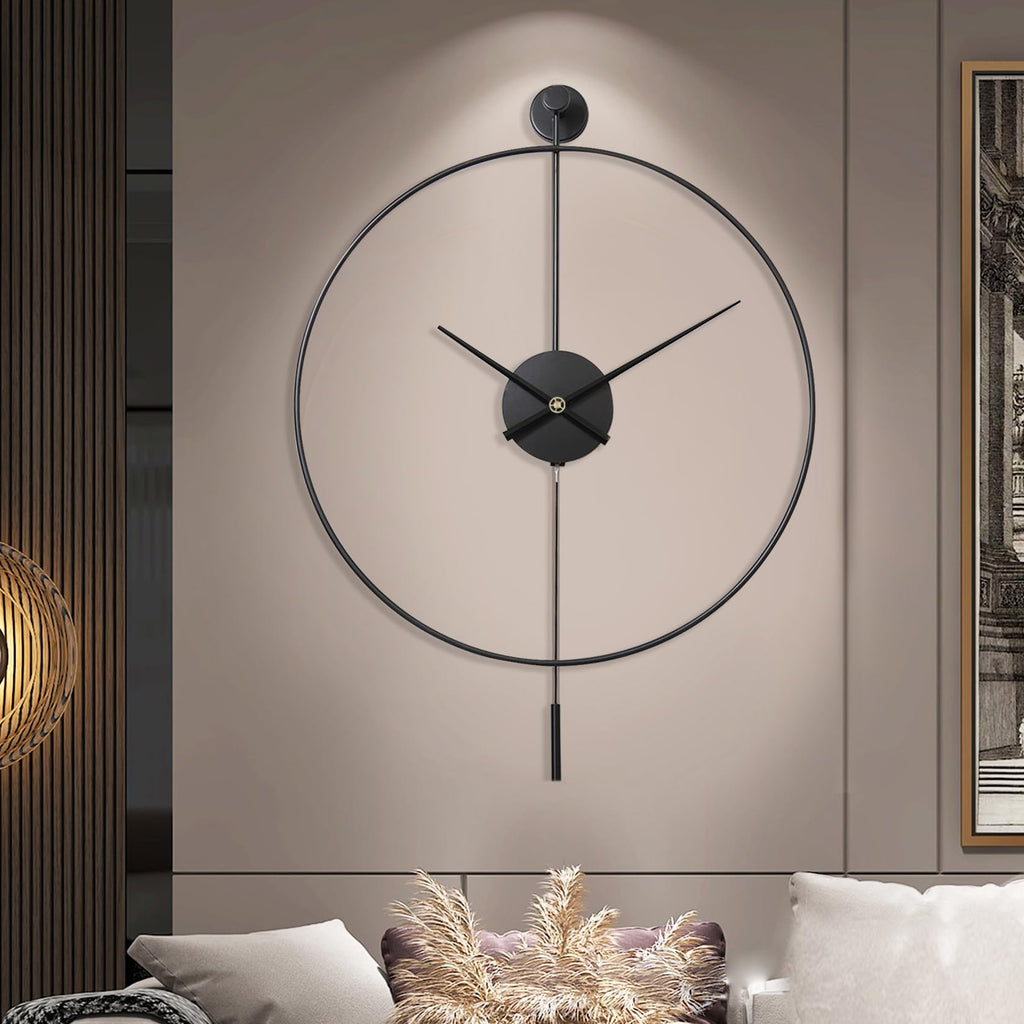 Large Metal Pendulum Wall Clock | Silent Non-Ticking 20x29"