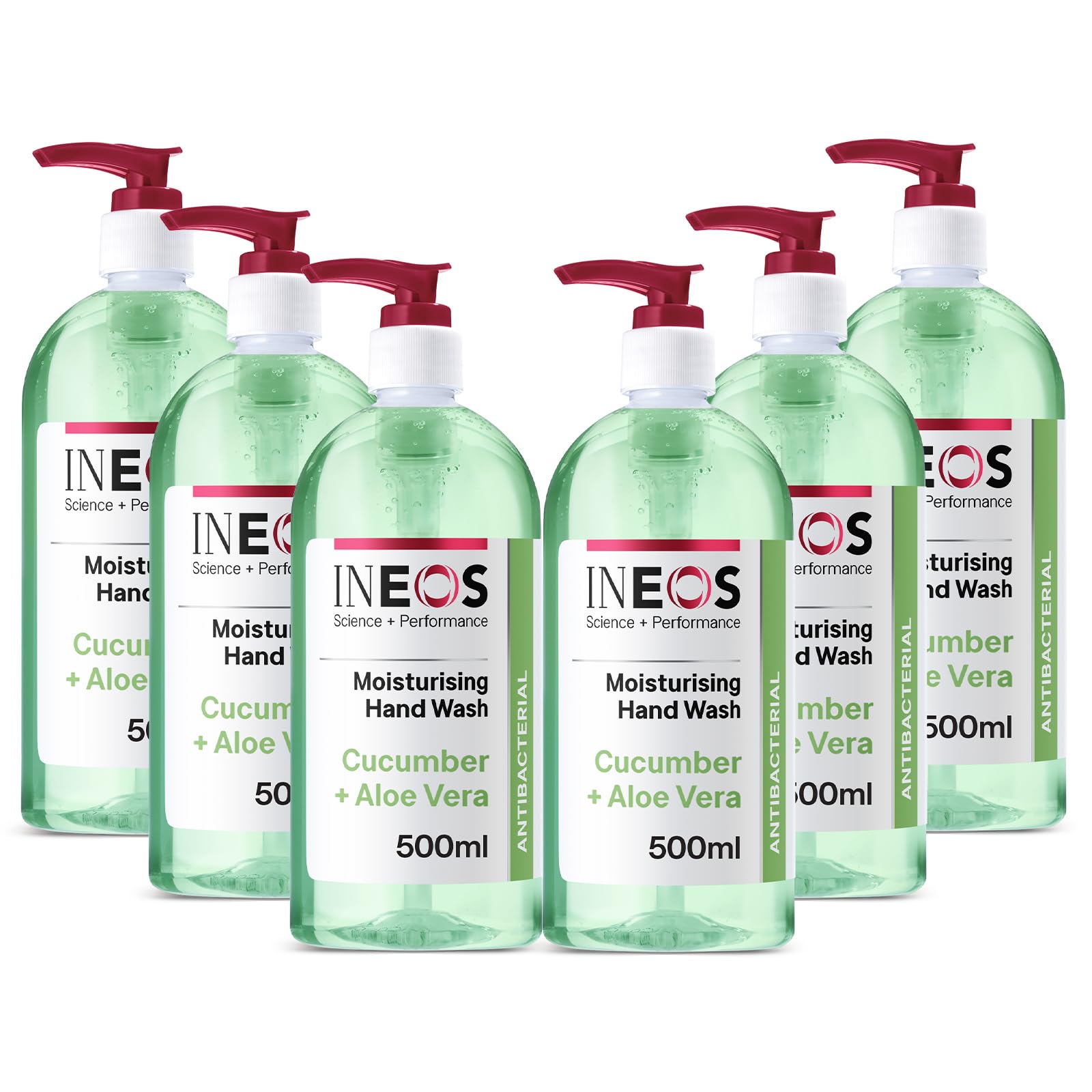 INEOS Antibacterial Liquid Hand Soap – Cucumber & Aloe Vera – 6 x 500ml