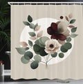 Abakuhaus Monstera Shower Curtain | Boho Floral Fabric Decor – Sage & Blush