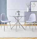 Hallowood Furniture Cullompton Round Glass Dining Table & 2 Grey Chairs
