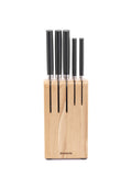 Brabantia 6-Piece Knife Block Set – Beech Wood & Dark Grey Knives