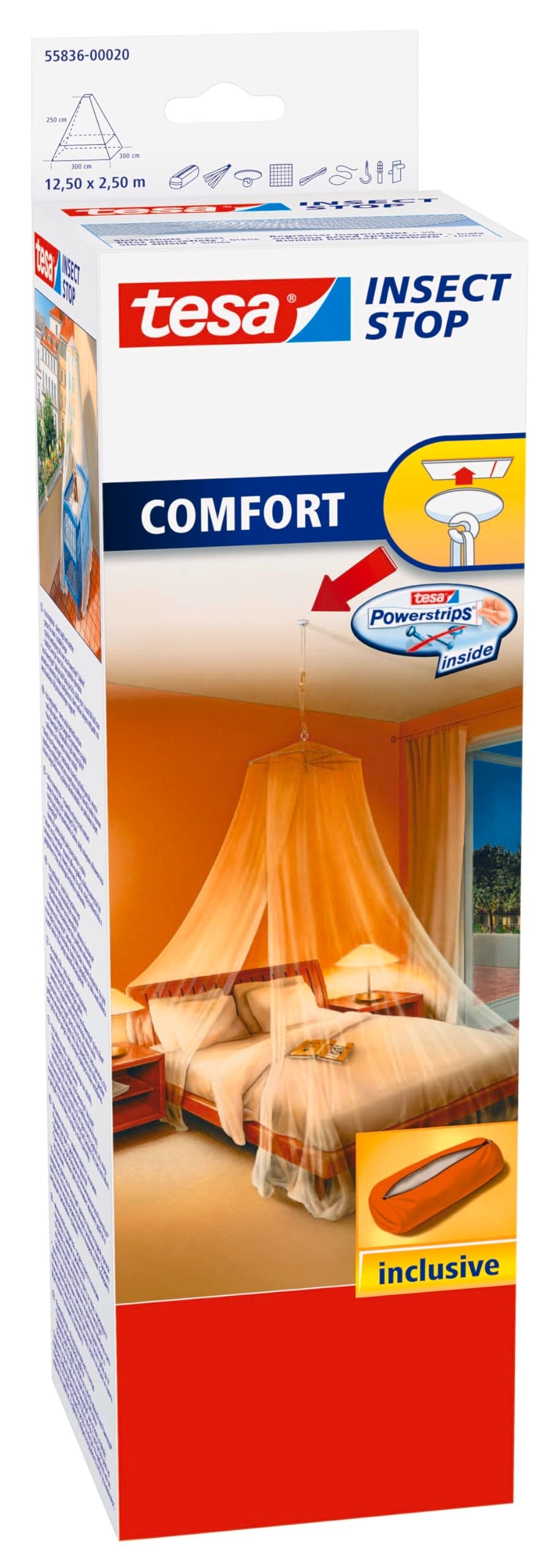 tesa 55836 Mosquito Net | Travel Bed Canopy for Single & Double Beds