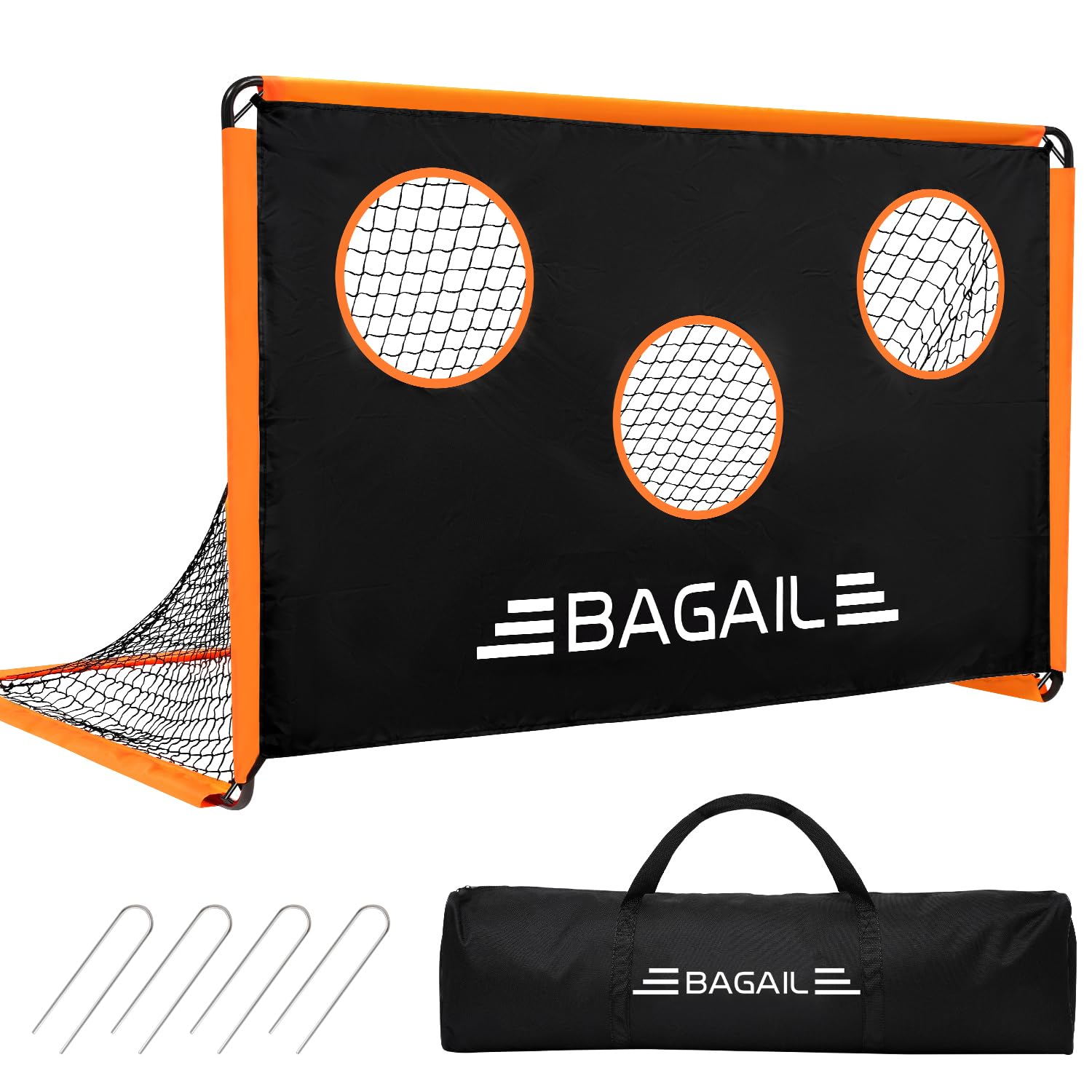 Bagail 2-in-1 Football Goal Net with Target – Portable 6x4ft Soccer Goal