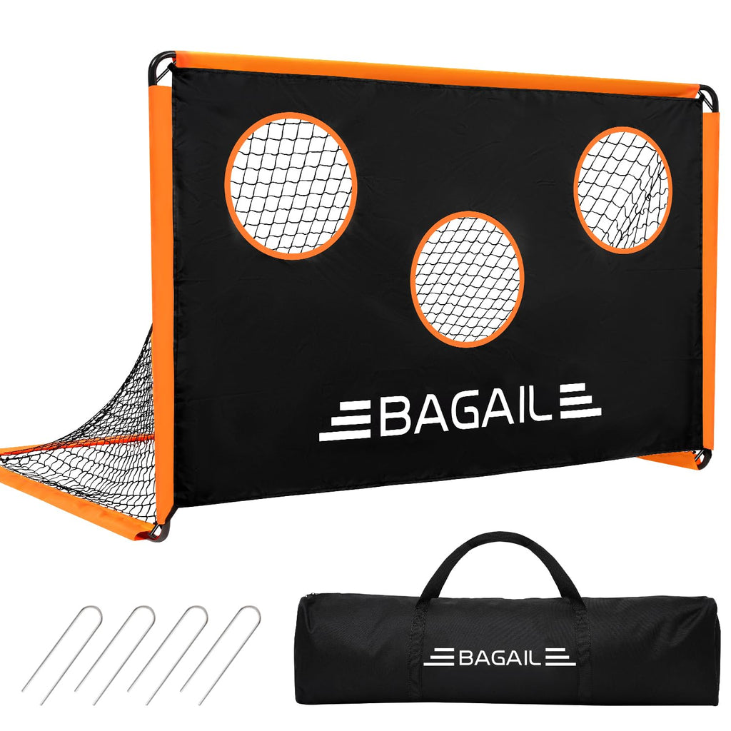 BAGAIL 2-in-1 Soccer Goal with Target | Portable 6x4ft Football Training Net