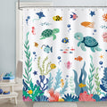 Bonhause Kids Ocean Sealife Shower Curtain | Waterproof Polyester, 180x180cm