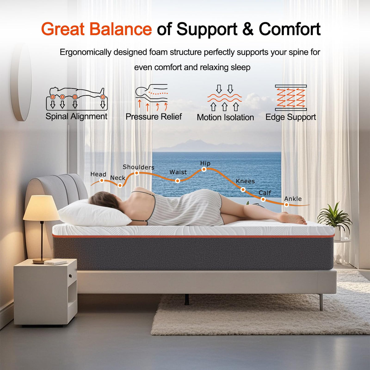 Laccard Small Double Memory Foam Mattress, Cooling 4ft Small Double Mattresses for Pressure Relief, Medium Firm, with Removable Cover, 120X190X20cm - image 4