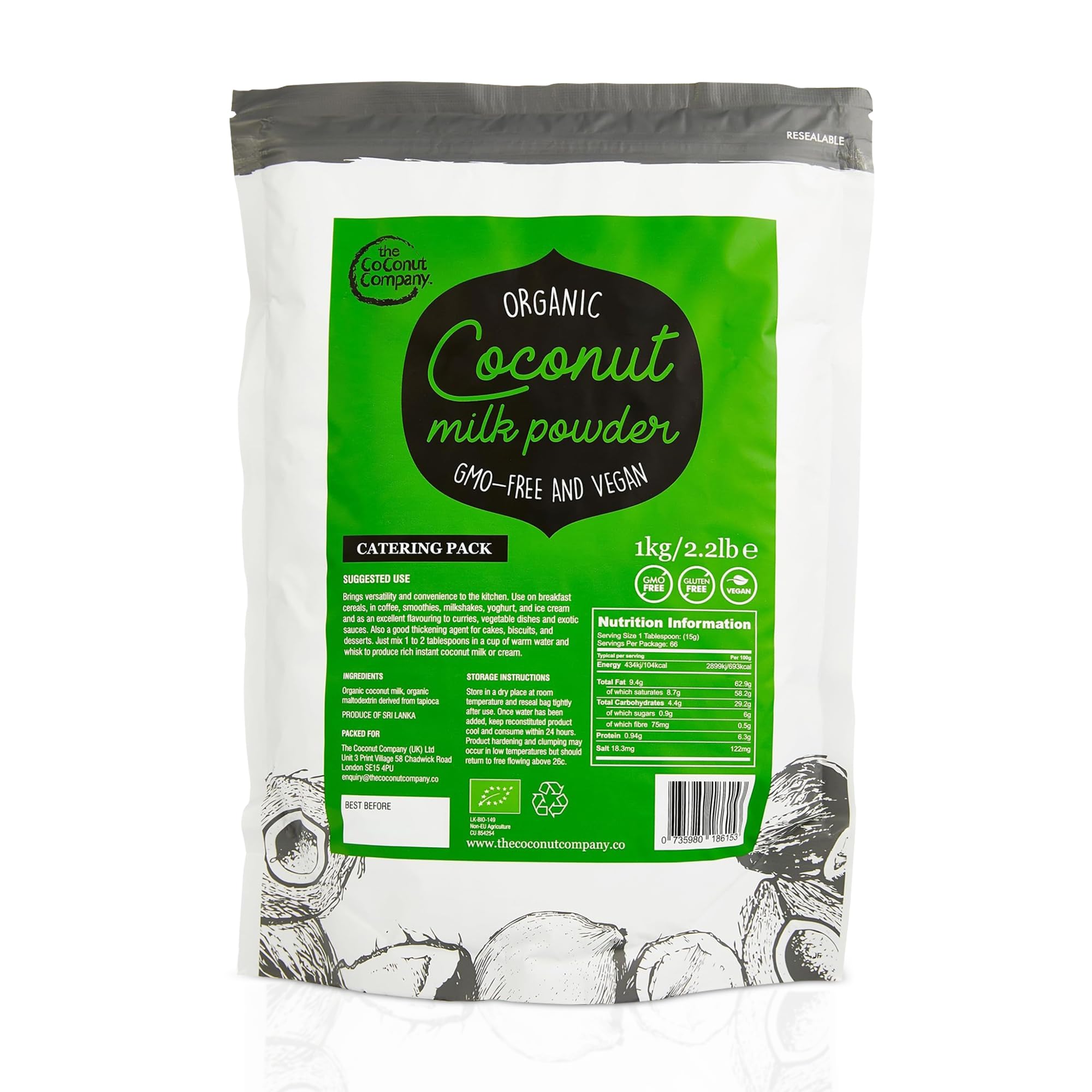 Jolof Store Organic Coconut Milk Powder – 1KG Vegan & Dairy-Free