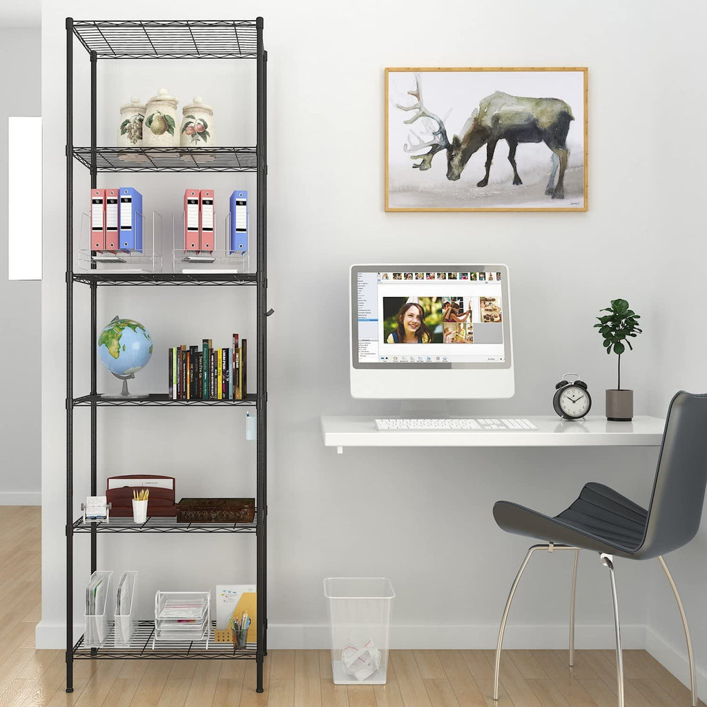 FTEYUET 6-Tier Metal Wire Shelving Unit – Heavy Duty Storage Rack, White