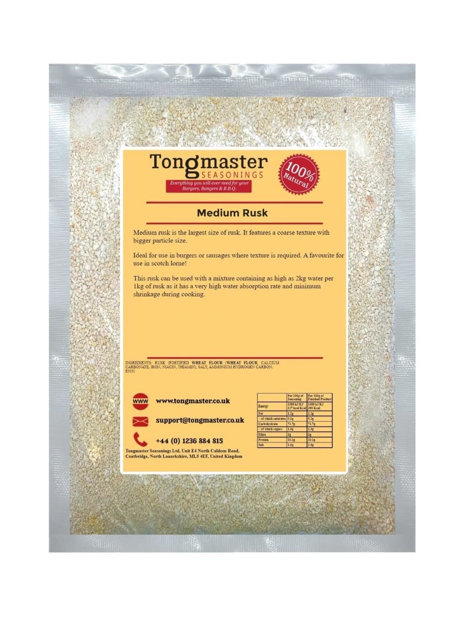 Tongmaster Premium Medium Rusk – 2kg Sausage and Burger Binder
