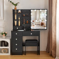 Buildonely Vanity Desk with LED Mirror - Dressing Table with 6 Drawers