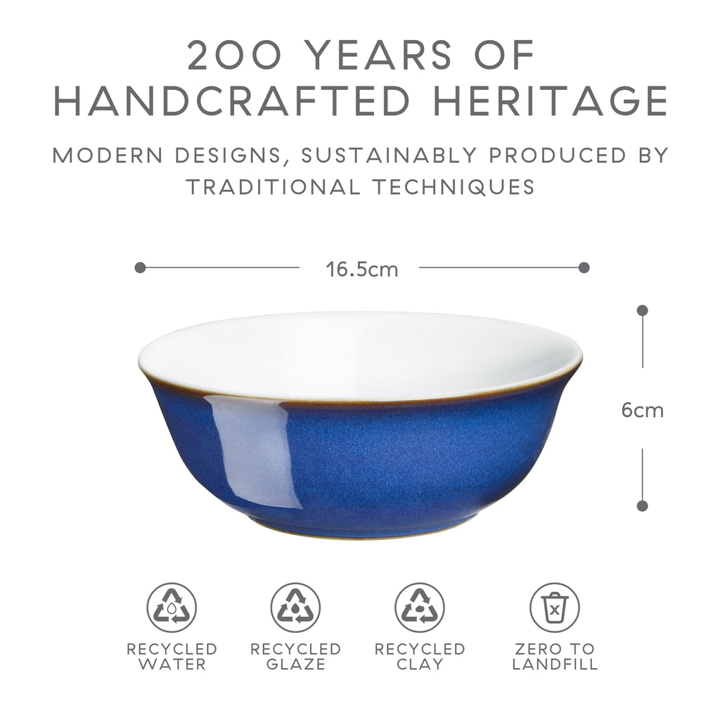Denby Imperial Blue Cereal Bowls - Set of 4 Handcrafted Ceramic Stoneware