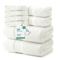 REDKISS 8 Piece Towels Set with Hanging Loop-Quick Drying & Soft, Off-White