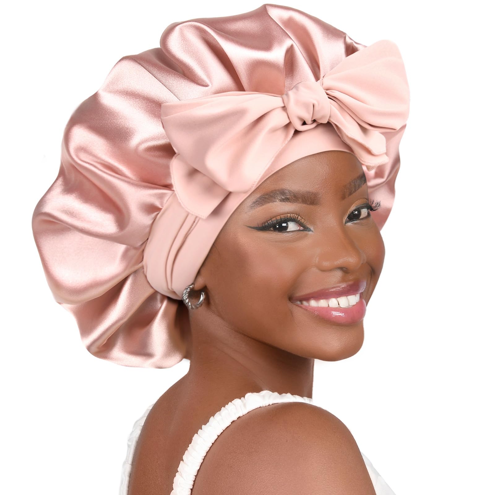 YANIBEST Silk Bonnet for Sleeping - Double Layer Satin Lined - Blush Pink