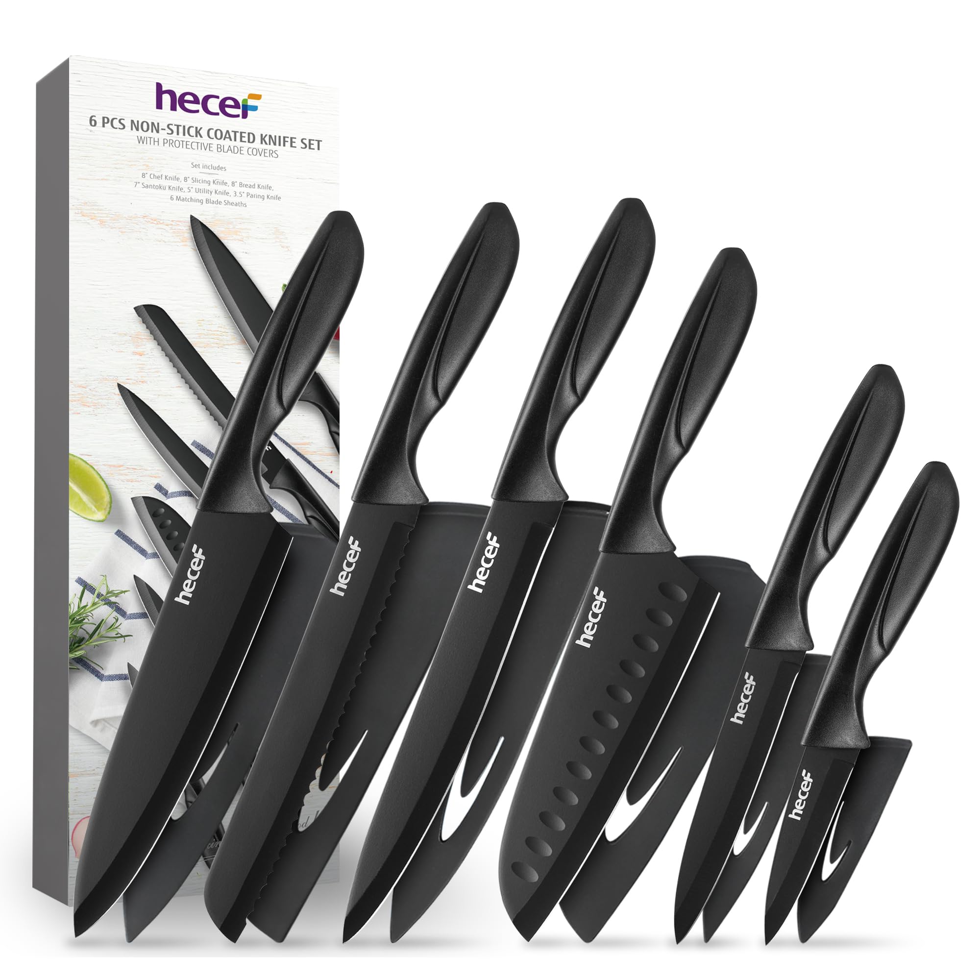 Hecef 6-Piece Kitchen Knife Set with Non-Stick Blades | Jolof Store