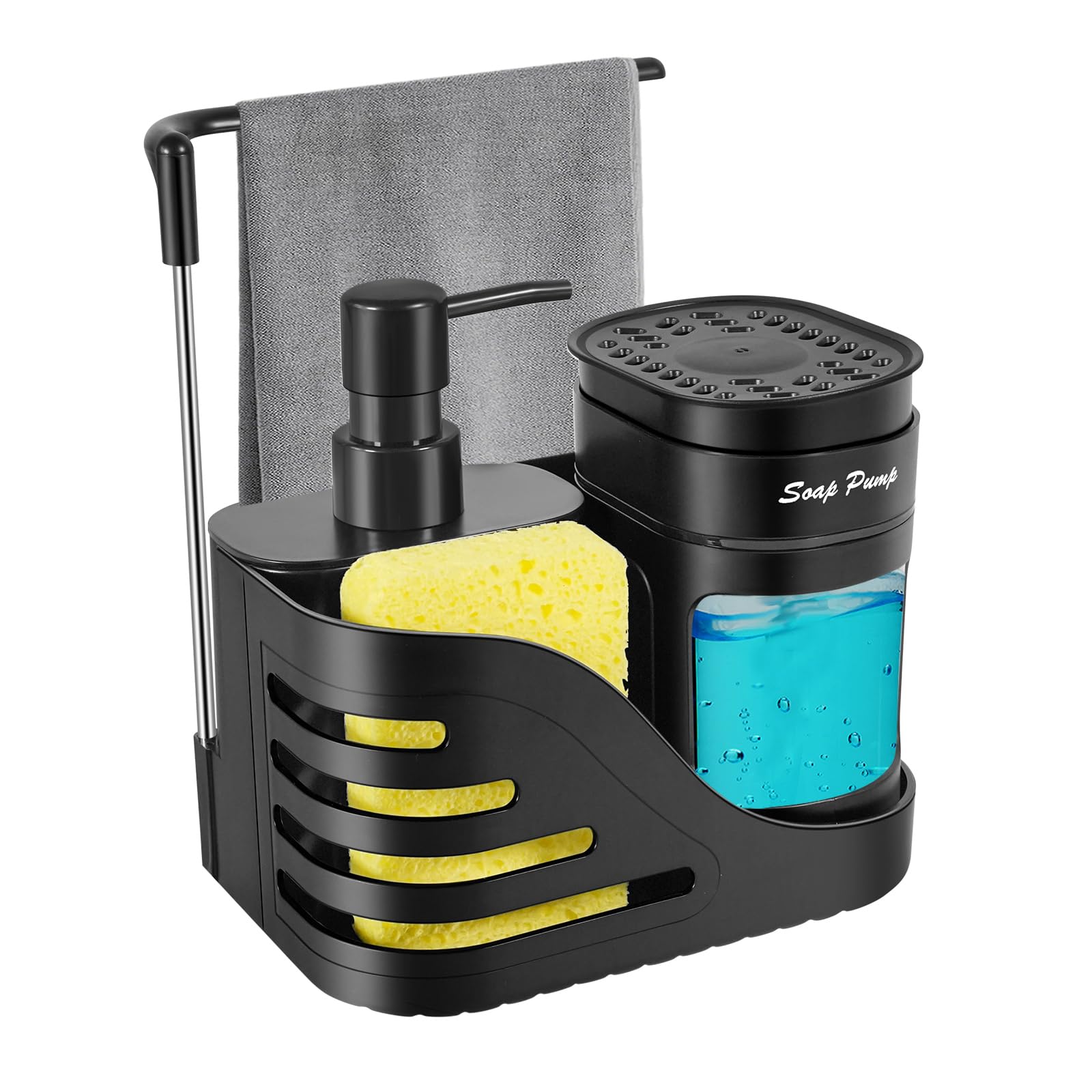 Jolof Store 4-in-1 Kitchen Sink Organizer | Dual Soap Dispenser & Caddy