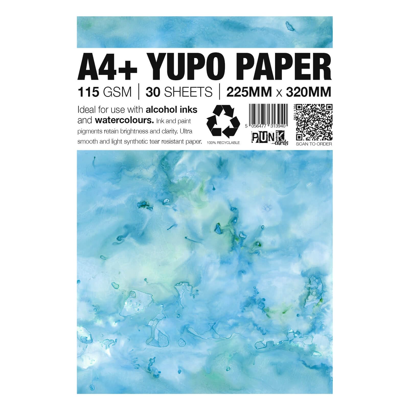 Punkcards Yupo Paper for Alcohol Ink Art - A4+ 115gsm - 30 Sheets