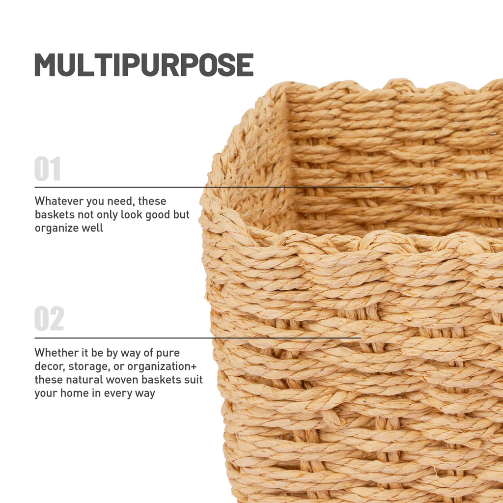 Happy Fox Wicker Bathroom Basket, 3 Piece Storage Laundry Basket, Woven Storage for Dressing Table Organization, Home Decor - image 2