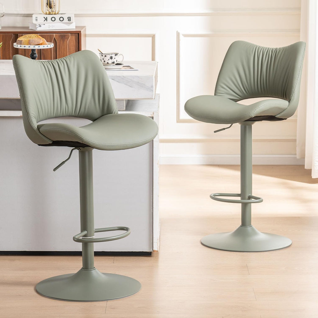 YOUNUOKE Bar Stools Set of 2, Adjustable Breakfast Bar Stools, All Green - image 1