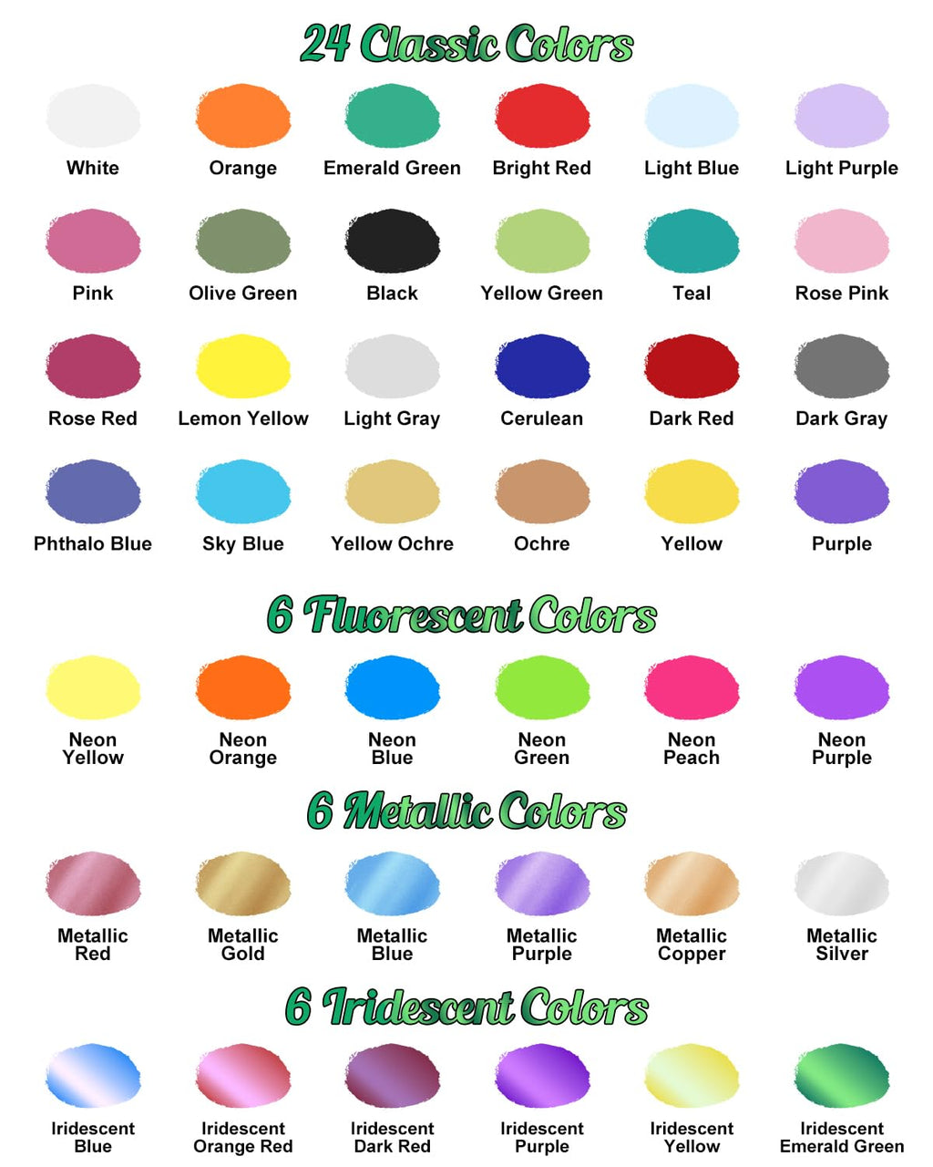 X ARTY HUB Airbrush Paint Set - 42 Colors Water-Based Acrylic with Thinner