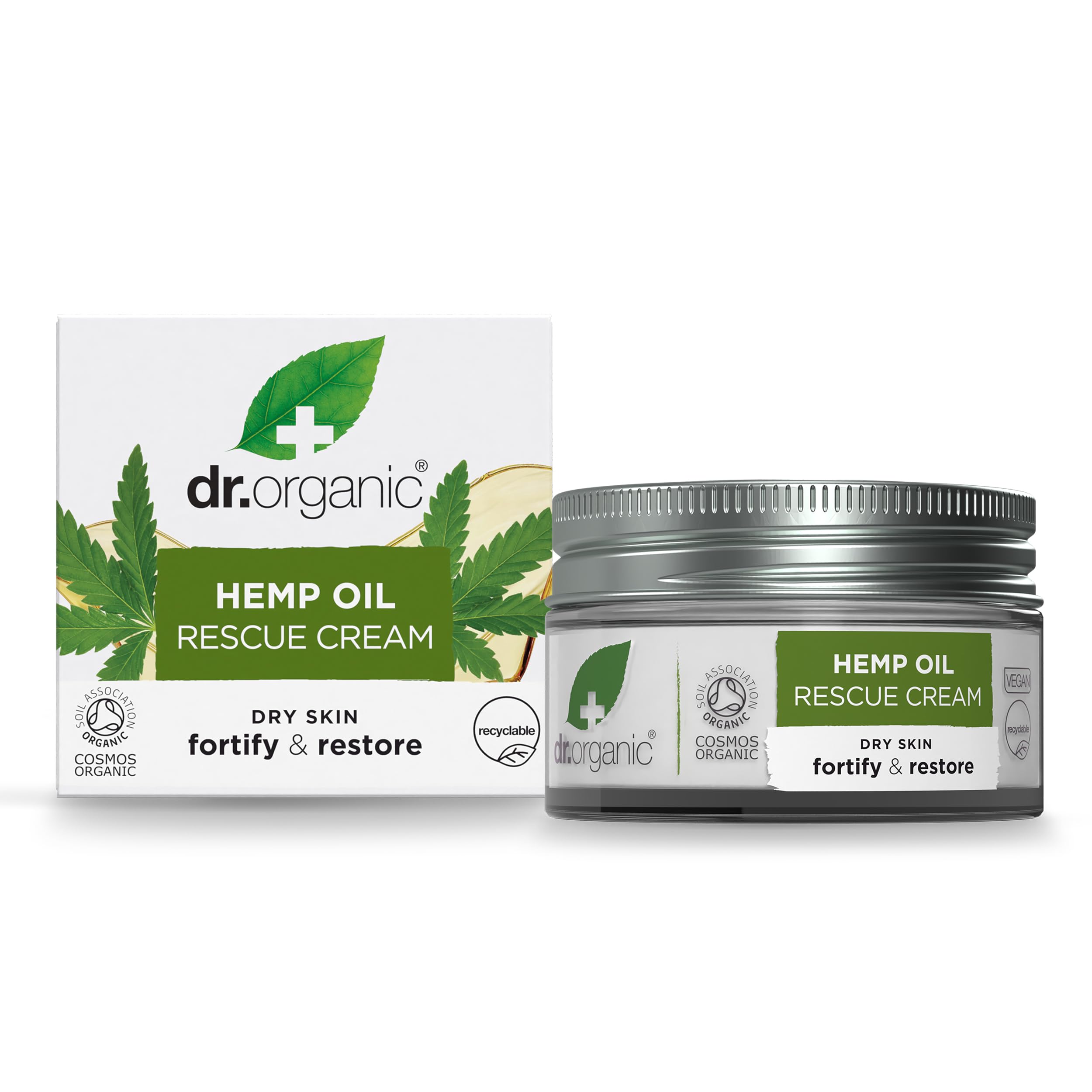 Dr Organic Hemp Oil Rescue Cream – Moisturising Skin Care (50ml)