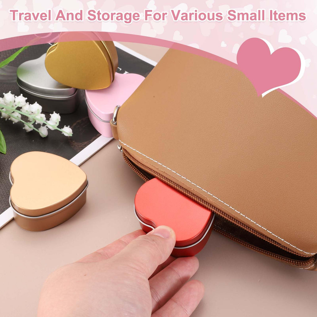 sourcing map 4Pack Metal Tin Box, 2.4x2.3x1.1 Heart Empty Tinplate Containers with Lids - image 5