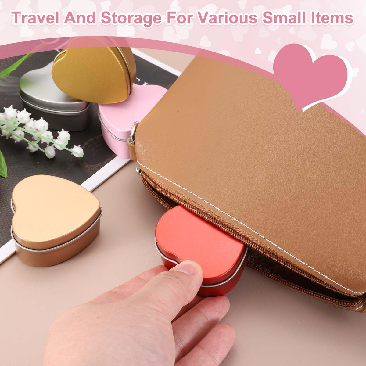 sourcing map 4Pack Metal Tin Box, 2.4x2.3x1.1 Heart Empty Tinplate Containers with Lids - image 5