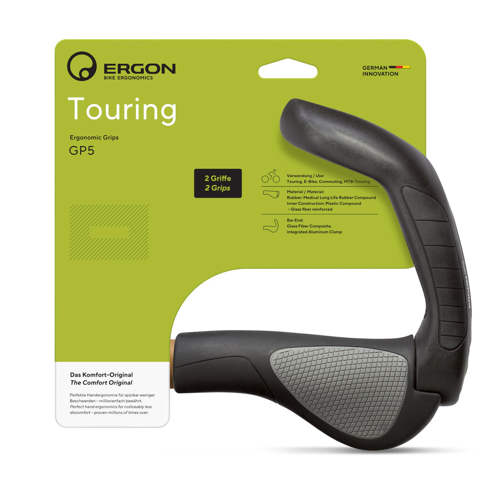 Ergon GP5 Ergonomic Handlebar Grips – Large Black Touring Bike Grips