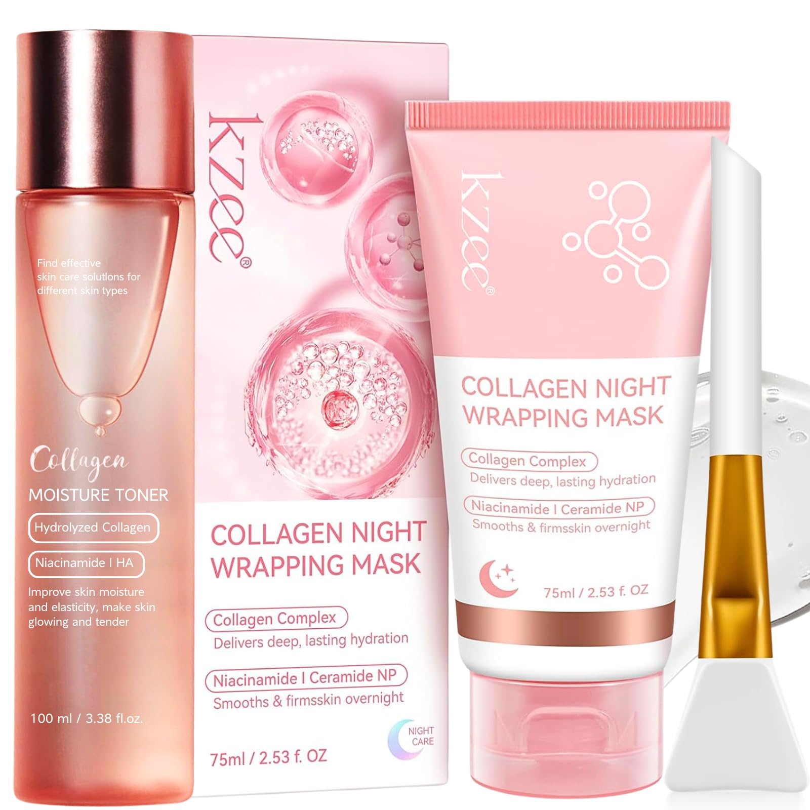 Collagen Night Mask & Toner Set | Korean Skincare for Elasticity