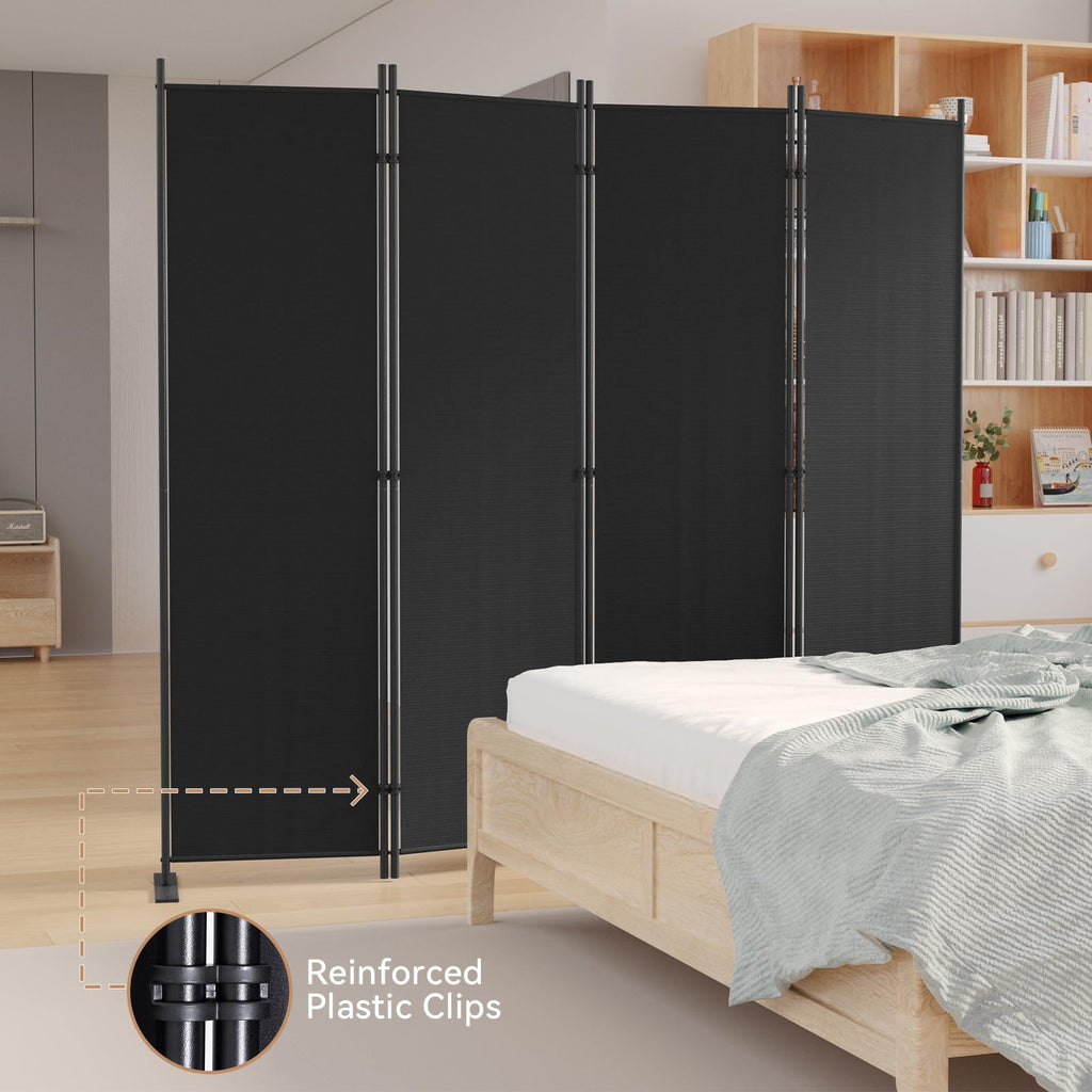 C-Hopetree 4-Panel Room Divider | 180cm Folding Privacy Screen – Black