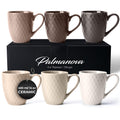 MIAMIO 6-Piece Coffee Mug Set – 400ml Matte Ceramic Stoneware – Beige