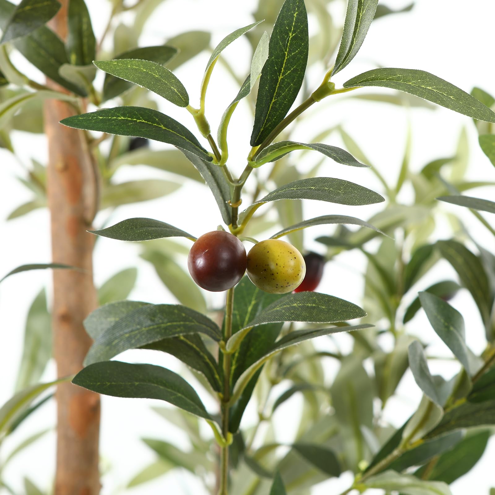 Fopamtri Artificial Olive Tree | 120cm Faux Silk Plant with Wood Trunk