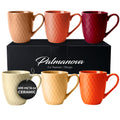 MIAMIO 6-Piece 400ml Ceramic Coffee Mug Set - Matte Red Stoneware