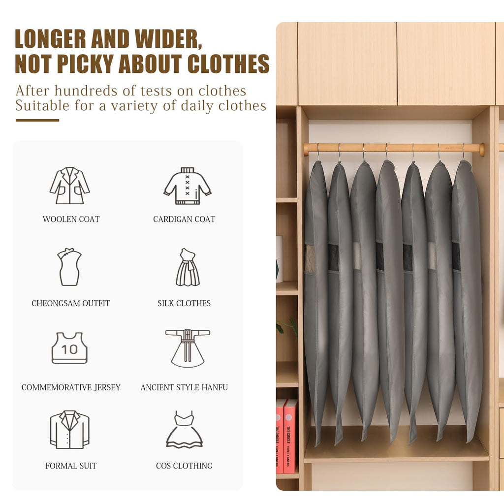 Suit Bag for Hanging Clothes, Suit Covers for Men, Grey, 60x110cm, 2Pcs - image 5
